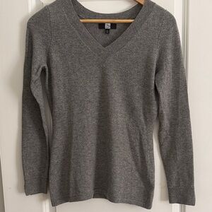 Saks Fifth Avenue Gray V-Neck Sweater